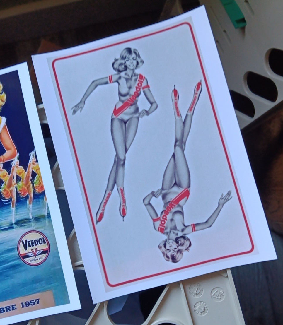 3 VEEDOL ICE SKATE PINUPS new 5X7 PHOTO REPRINTS FROM OLD BLOTTERS