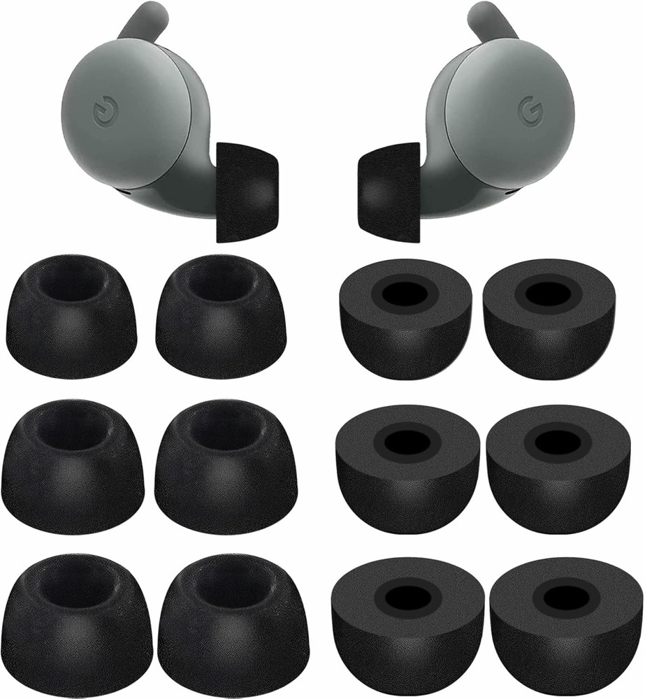 Memory Foam Tips Compatible with Google Pixel Buds A-Series memory foam black