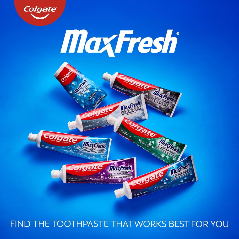 (2 pack) Colgate MaxFresh Cool Mint Toothpaste, 3 Pack, 6.3 oz