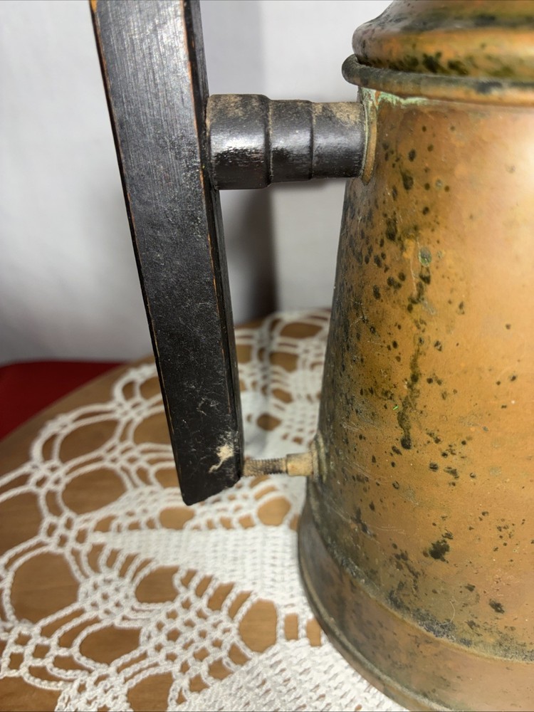 Vintage small percolator copper coffee pot READ Missing piece handle