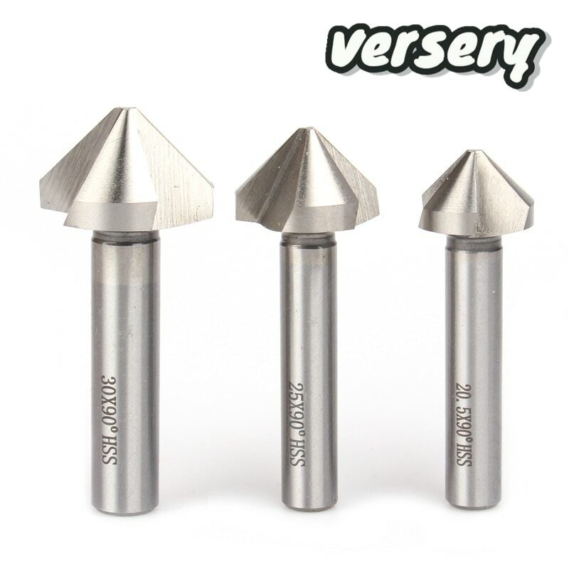 4.5-50mm HSS Countersink Drill Bits 3 Flutes 90 Degree Chamfering Tool For Metal