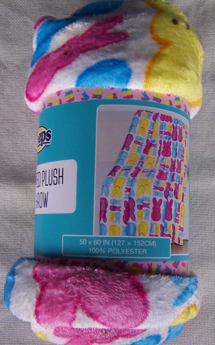 PEEPS Printed Plush Throw Blanket 50x60 "Rainbow Peeps" Pattern 2026 Easter NEW