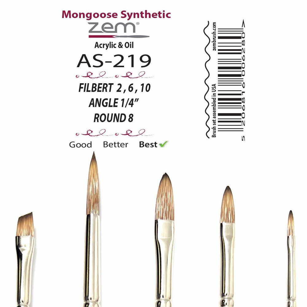 AS-219 Mongoose Synthetic Combo Brush Set 5 pcs