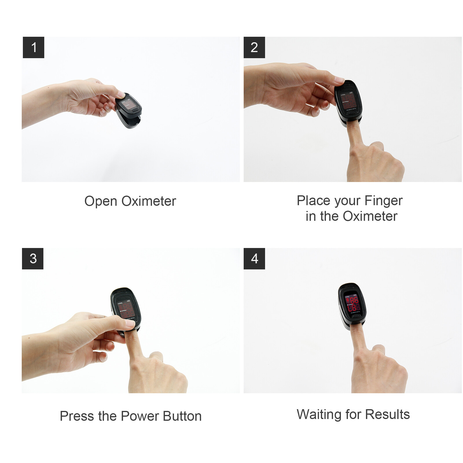 Finger Pulse Oximeter Heart Rate Blood Oxygen Saturation Monitor SpO2 PR Measure