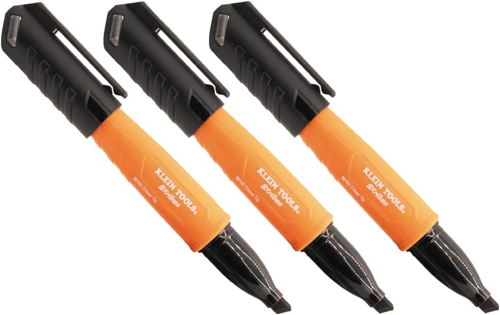 KLEIN TOOLS 861023 Skribes Permanent Markers, Chisel Tip, Professional-Grade Ink