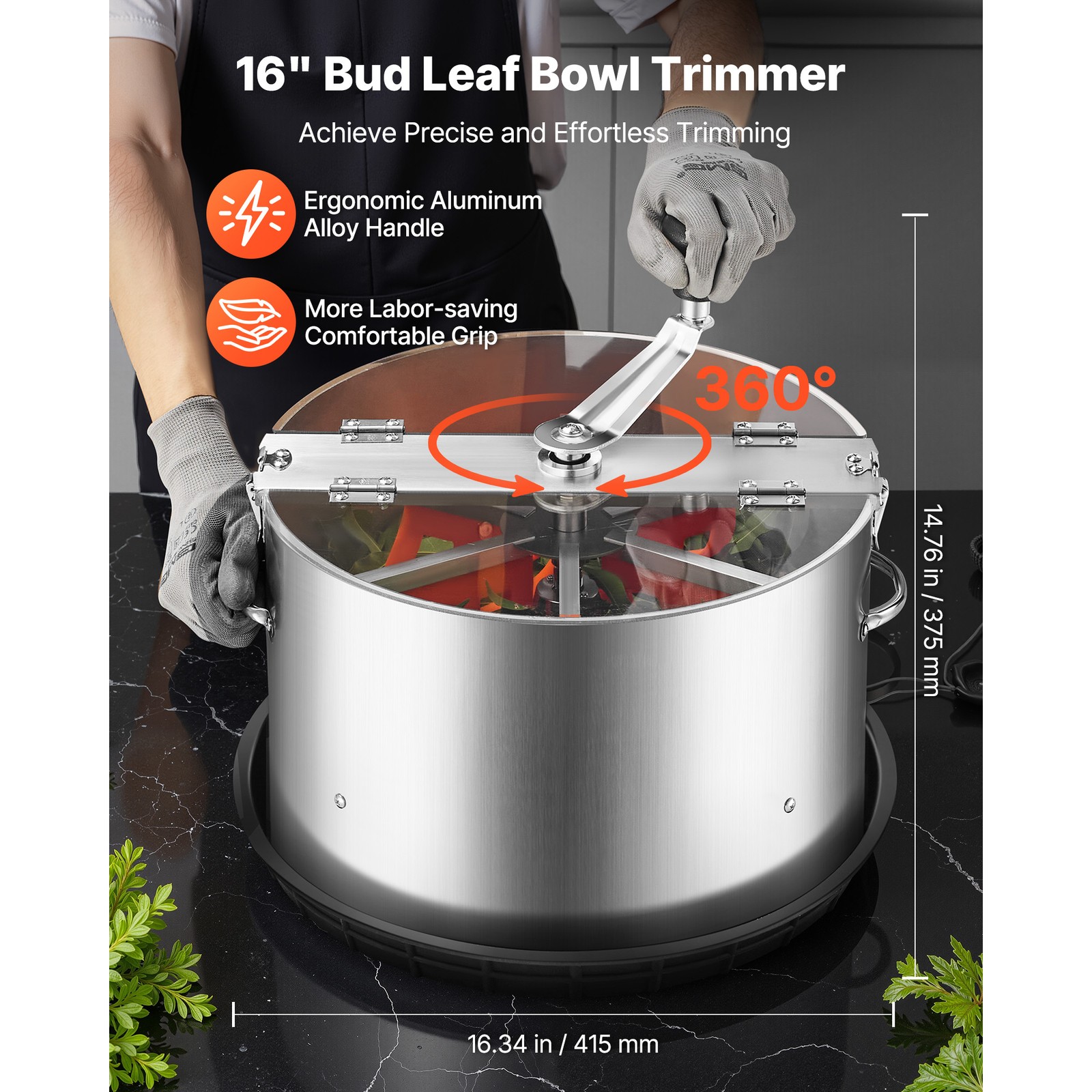 Uimoso 16 inch Manual Bud Leaf Trimmer Hydroponic Plant Trimming Machine Steel