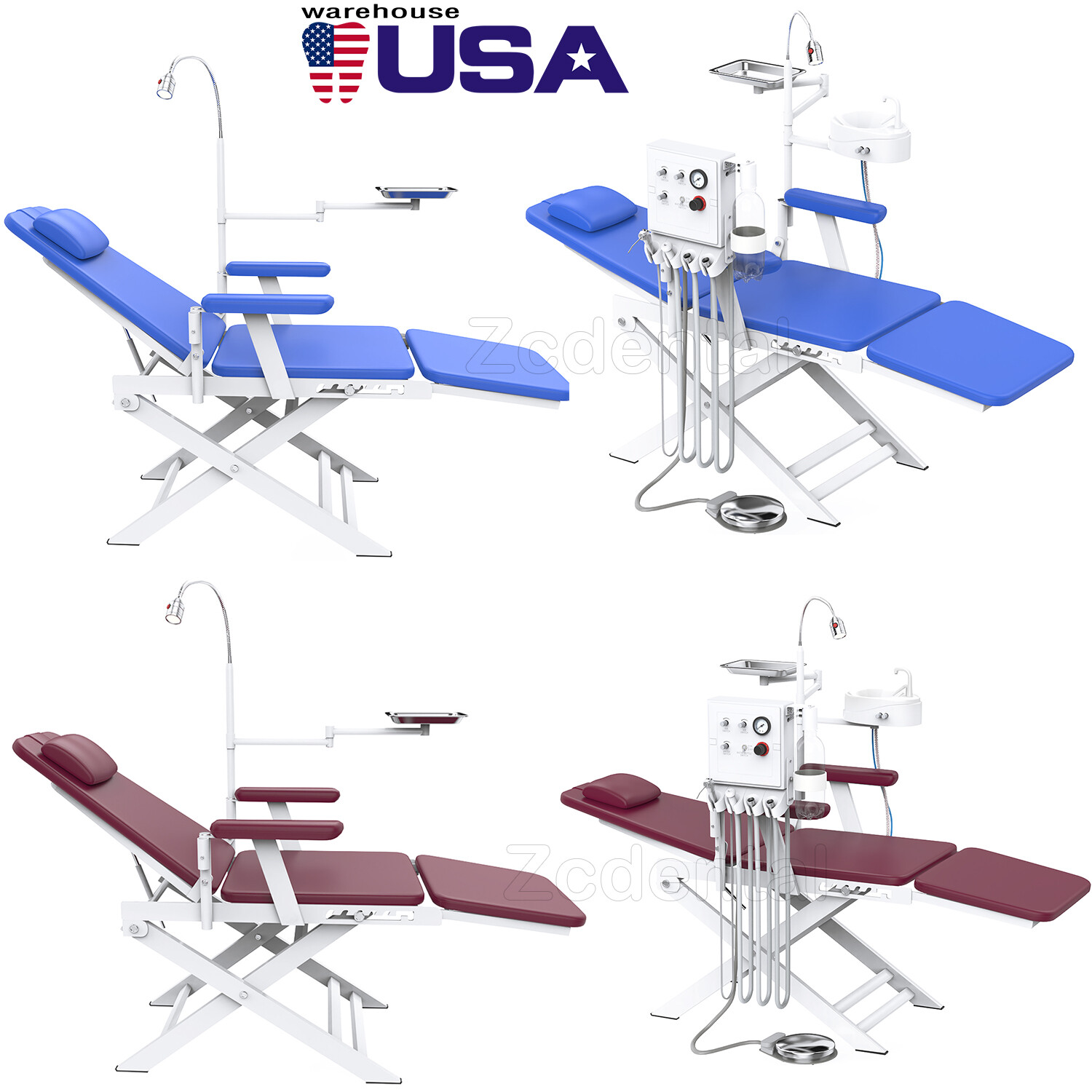 Silla portátil Dental+cubo de saliva + turbine Luz LED unidad dental portatil