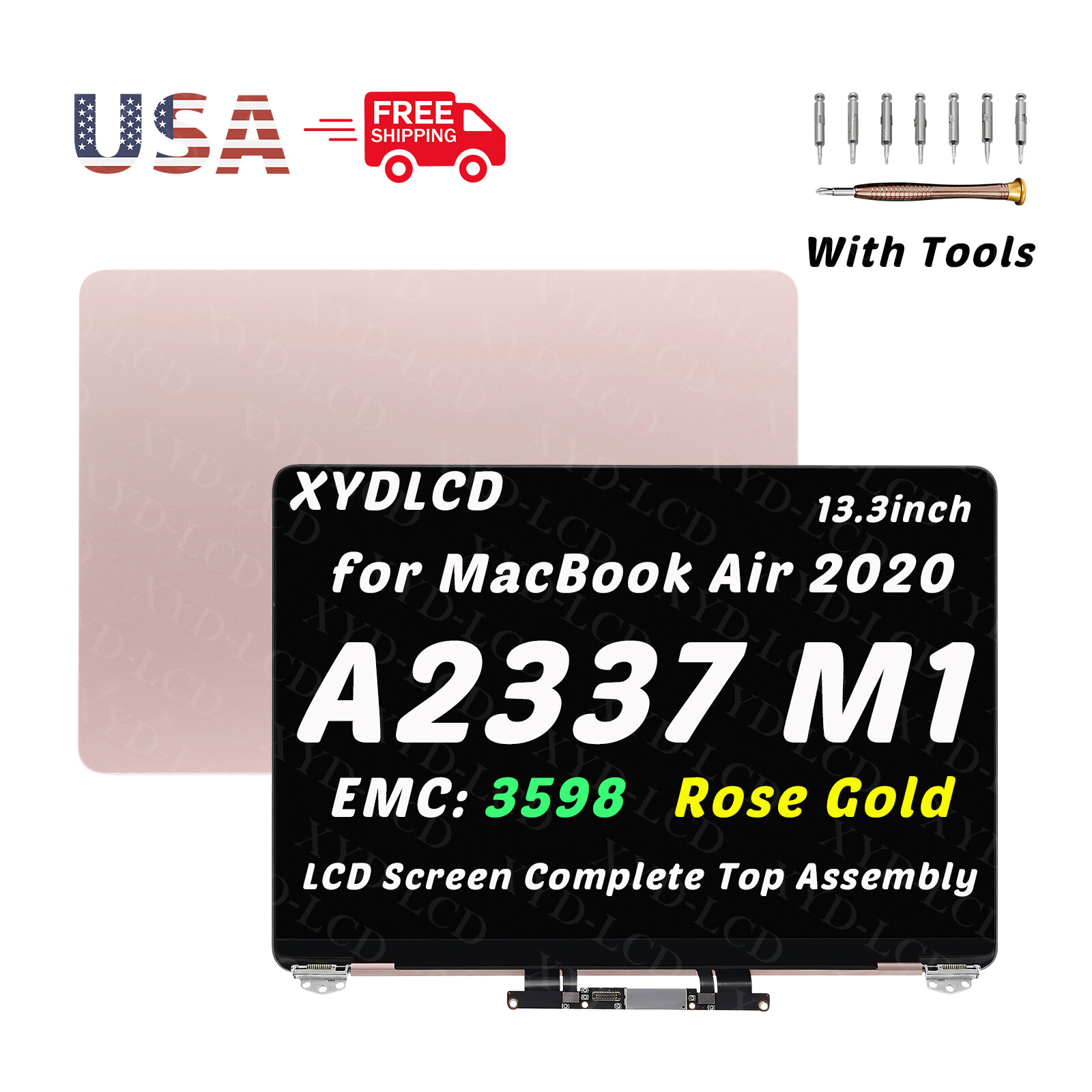 for MacBook Air M1 13.3" 2020 A2337 MGND3xx/A MGNE3xx/A EMC 3598 LCD Assembly A+