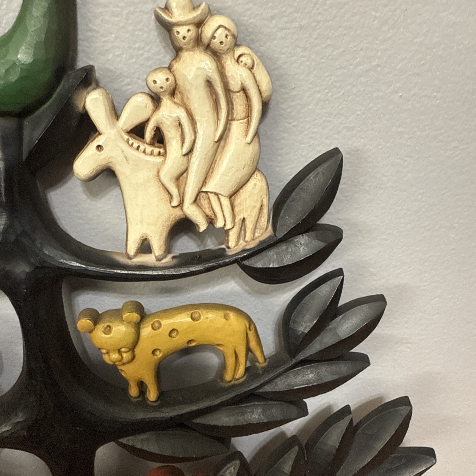 Vtg Set of 2 HOMCO Tree of Life Wall Plaques Boho Animals Flowers 14" x 13.5"