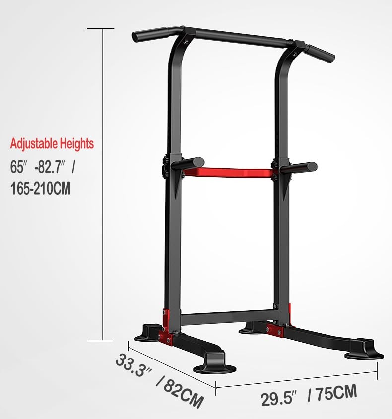 Power Tower Dip Station Pull Up Bar - Multi-Purpose Home Black (Basic Model)