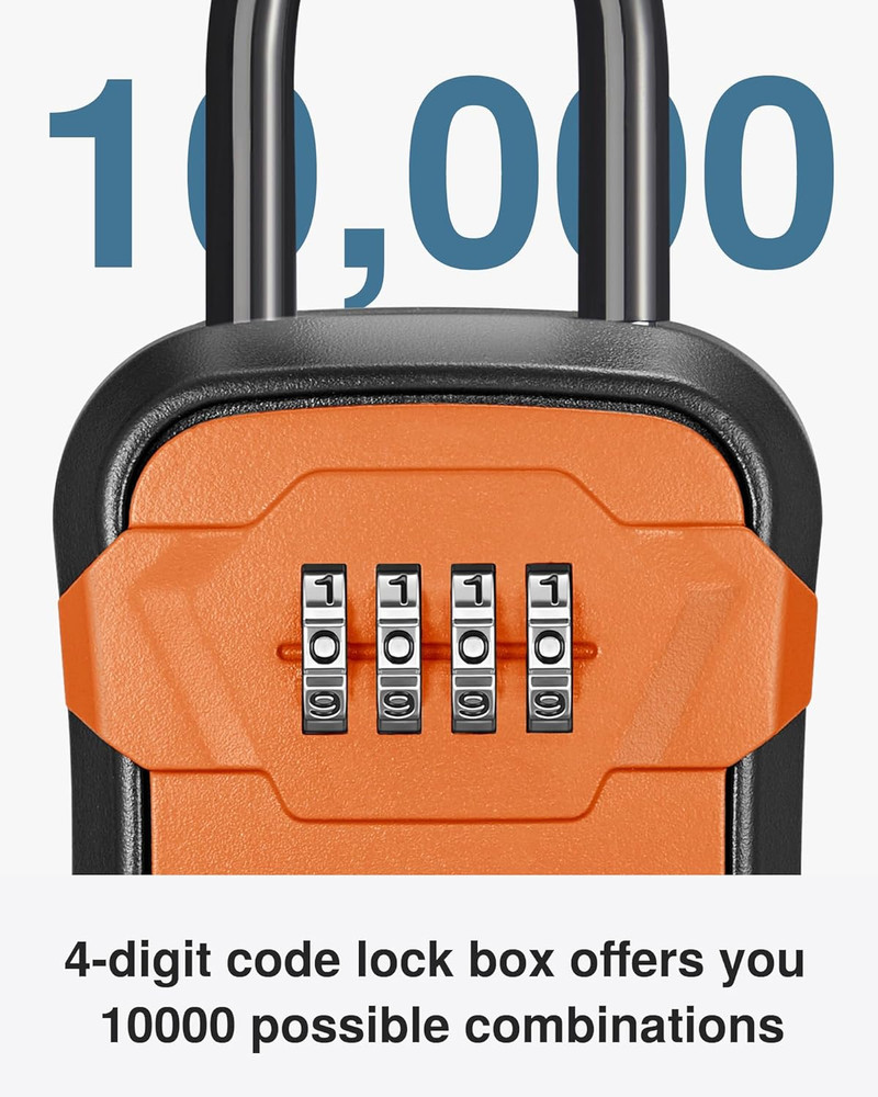 Lock Box, Key Lock Box Wall Mount & Portable Combination Lockbox with Resettable
