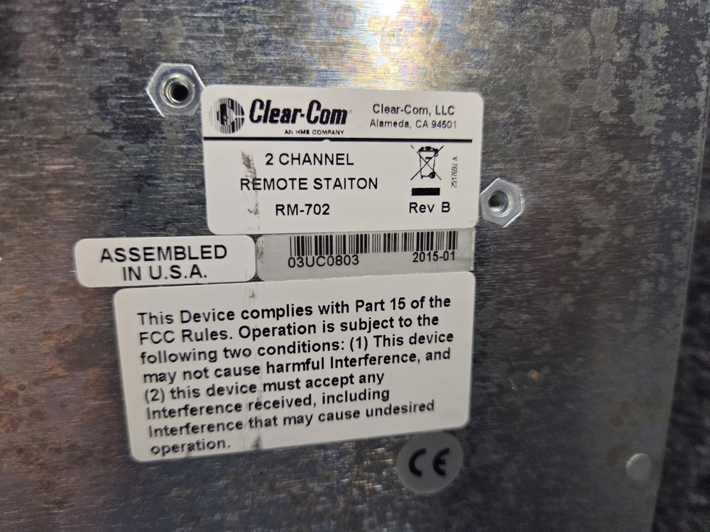 Clear Com RM-702 Dual Channel Intercom Remote Station - Clearcom