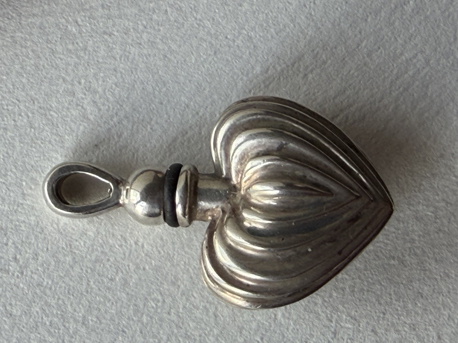 Logos Caviar Sterling Silver Heart Perfume Decanter Pendant