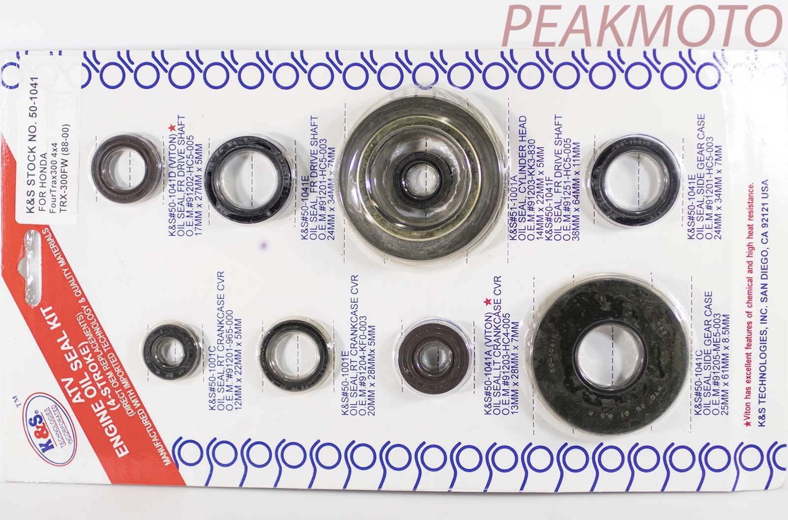 Honda TRX300FW 1988-2000 Fourtrax 300 4x4 Engine Oil Seal Kit K&S 50-1041