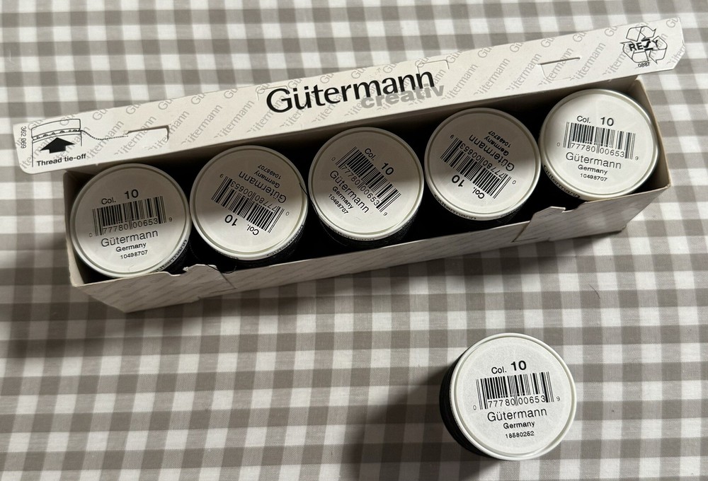 Gutermann Thread - Polyester - Black 010 - Multiple Sizes - 250yd, 500yd, 1000yd