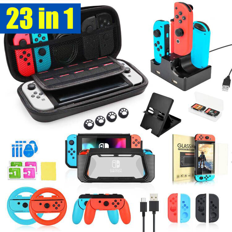 23 in 1 Accessories Kit for Nintendo Switch Storage BagCase Protector Bundle Kit