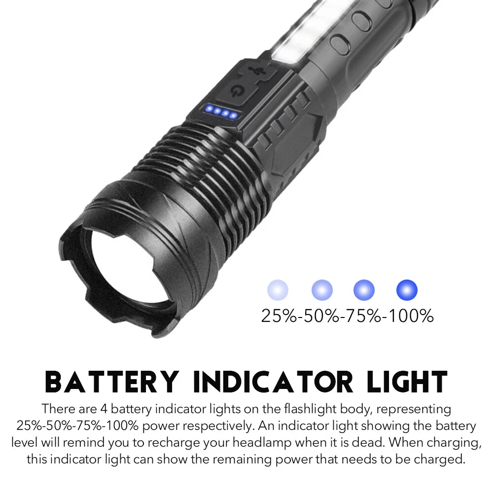 1000000 Lumens Super Bright LED Tactical Flashlight Rechargeable Zoomable 7 Mode