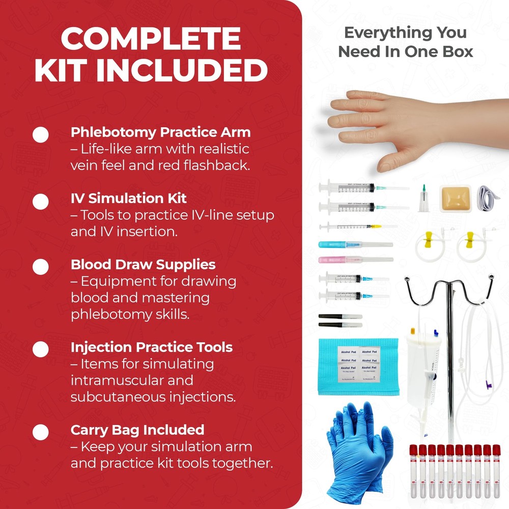 IV Practice Kit for Phlebotomy and Venipuncture Training Guide
