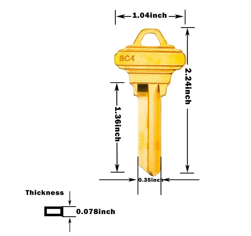 50PCS SC4 Brass Key Blanks