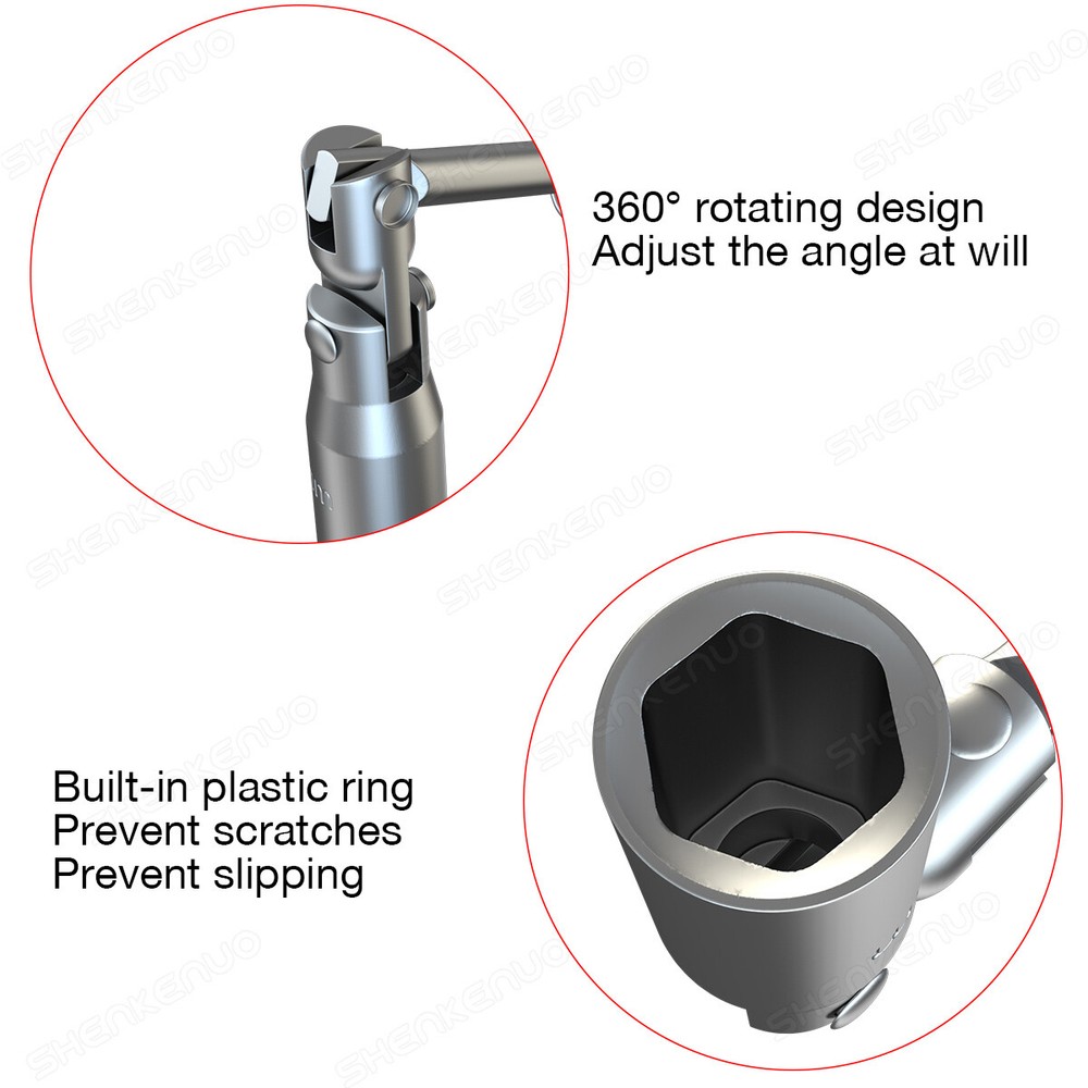 Spark Plug Removal Tool 16mm T-Bar T-Handle Flexible Spanner Socket Wrench Tool