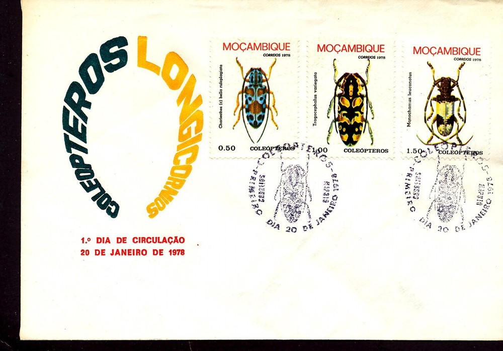 FAUNA INSECTS BEETLES BUGS 1978 MOZAMBIQUE 2 FDC
