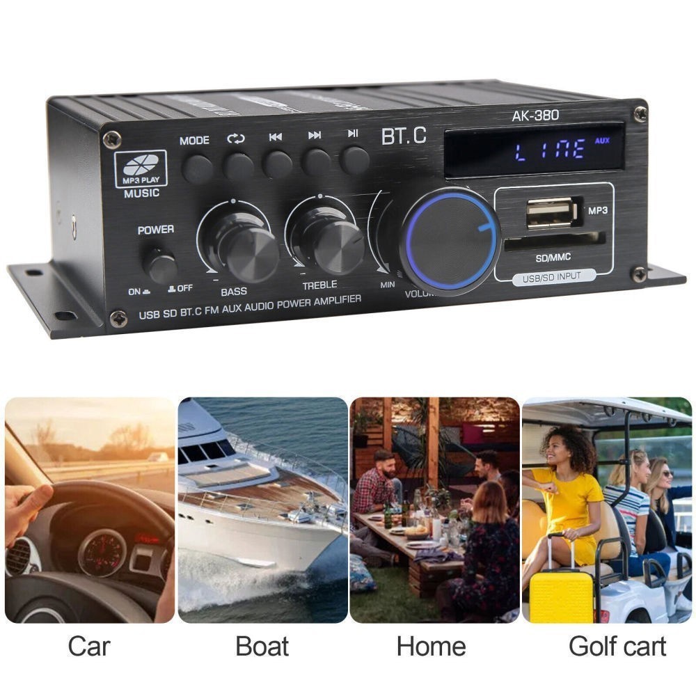 12V 800W Bluetooth HiFi Power Amplifier Mini Audio Digital Stereo FM AMP Remote
