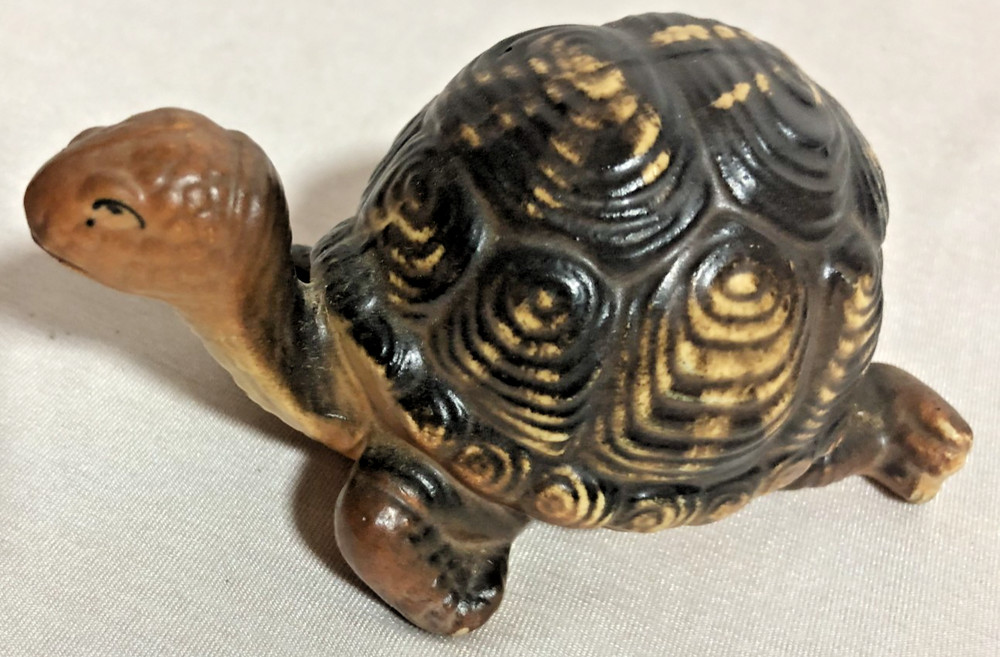 JAPAN Vintage Ceramic Turtle 2" Tall 4" Long