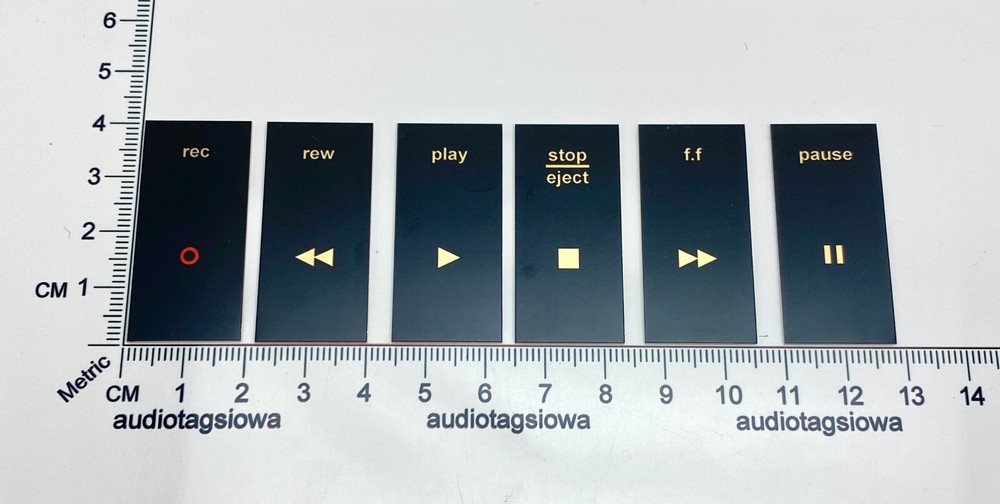 Nakamichi 600 Cassette Function Black Button Labels Custom Made Full Set