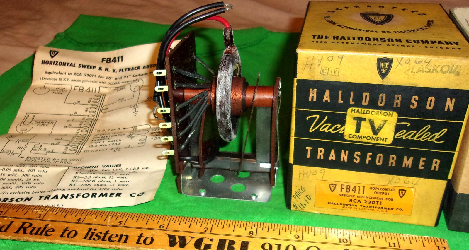 Halldorson FB411 Horizontal Sweep/HV Flyback Autoformer NOS Clean1 Orig. Carton!