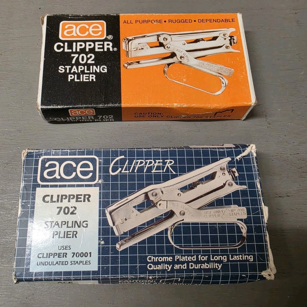 Two (2) Ace Clipper 702 Stapling Plier/Staplers