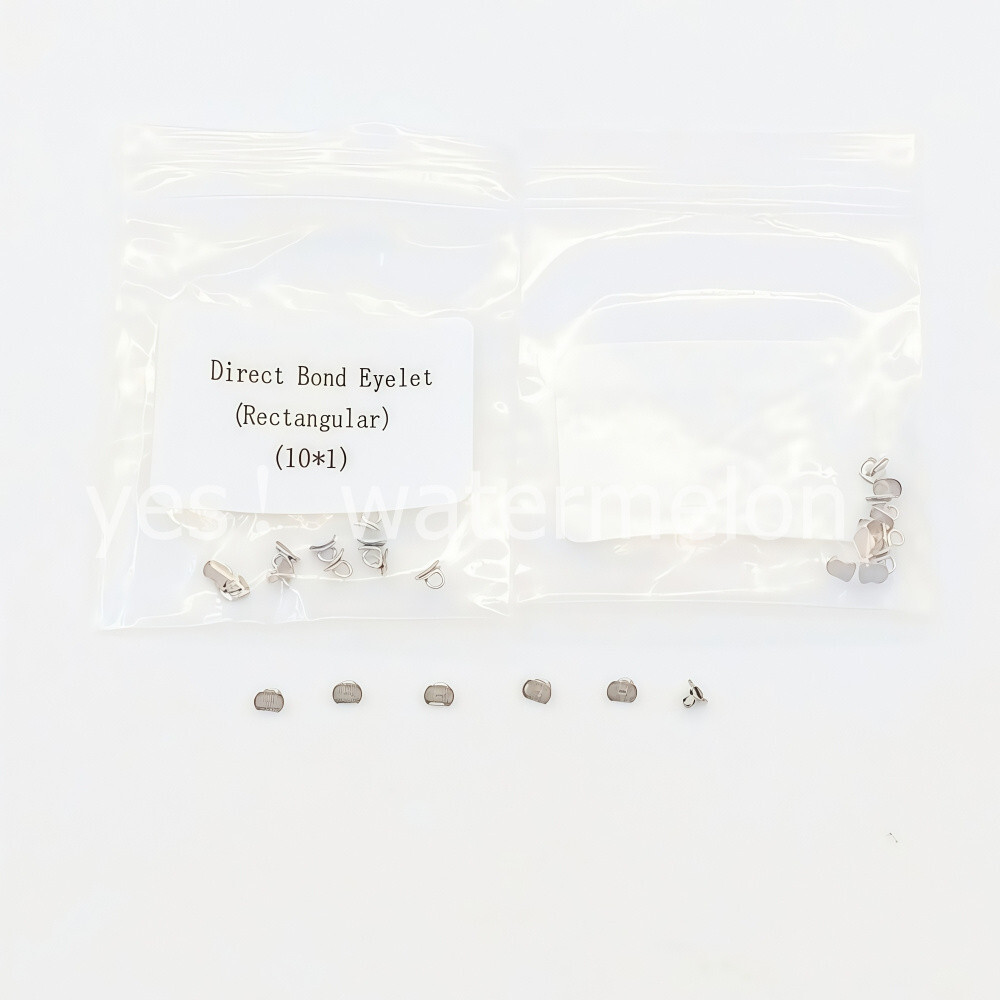 100 Pcs Dental Orthodontic Direct Bond Eyelet Rectangular Base Lingual Button