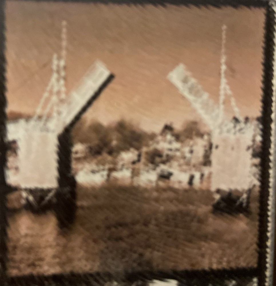 Exit 82 Art Ogunquit Maine Collage Glass Cutting Board with Box