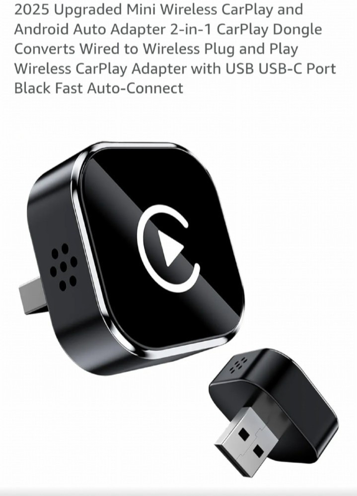 2025 Upgraded Mini Wireless CarPlay & Android Auto Adapter, 2-in-1 CarPlay