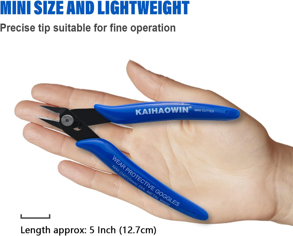 Micro Wire Cutters with Spring, 2 Pack, 5 inch Precision Mini Flush Cutters B...