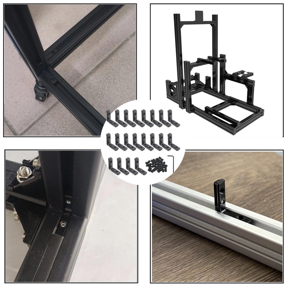 20 PCS L-Shape Interior Inside Corner Connector Joint Bracket 2020 Black