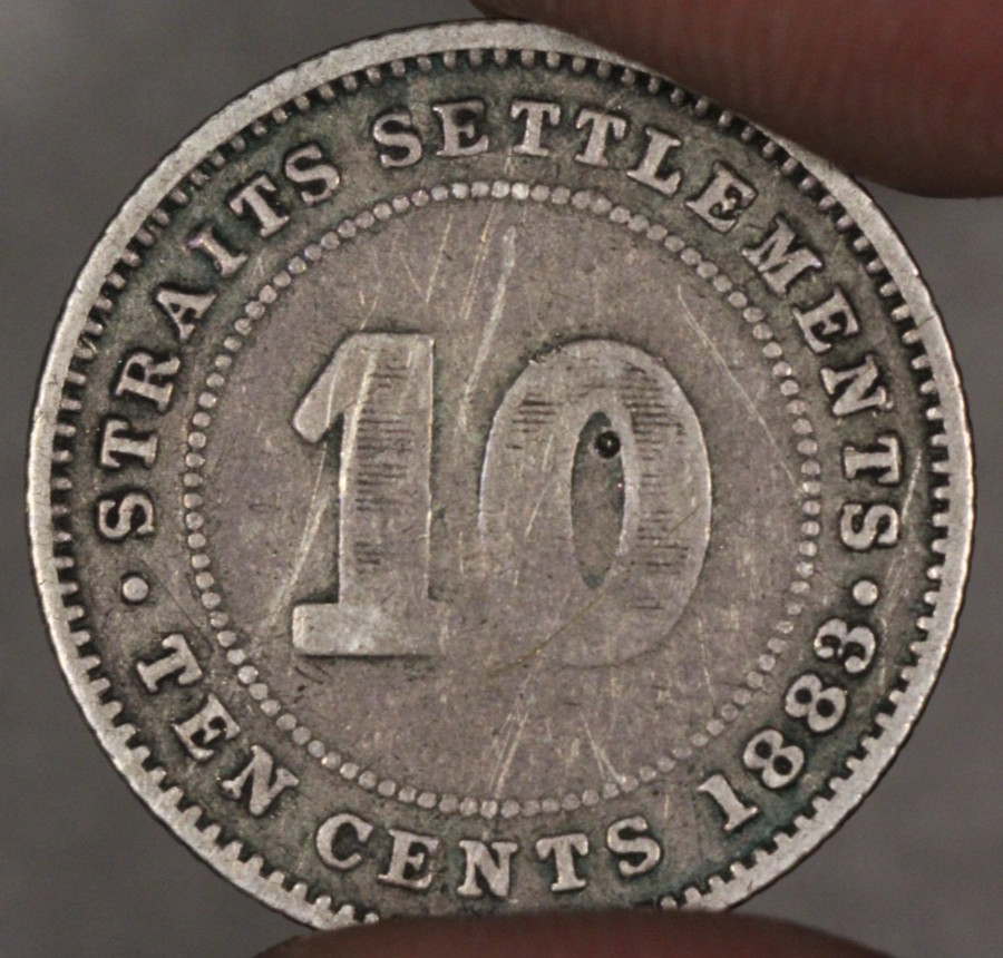 1883 Straits Settlements Silver 10 Cents