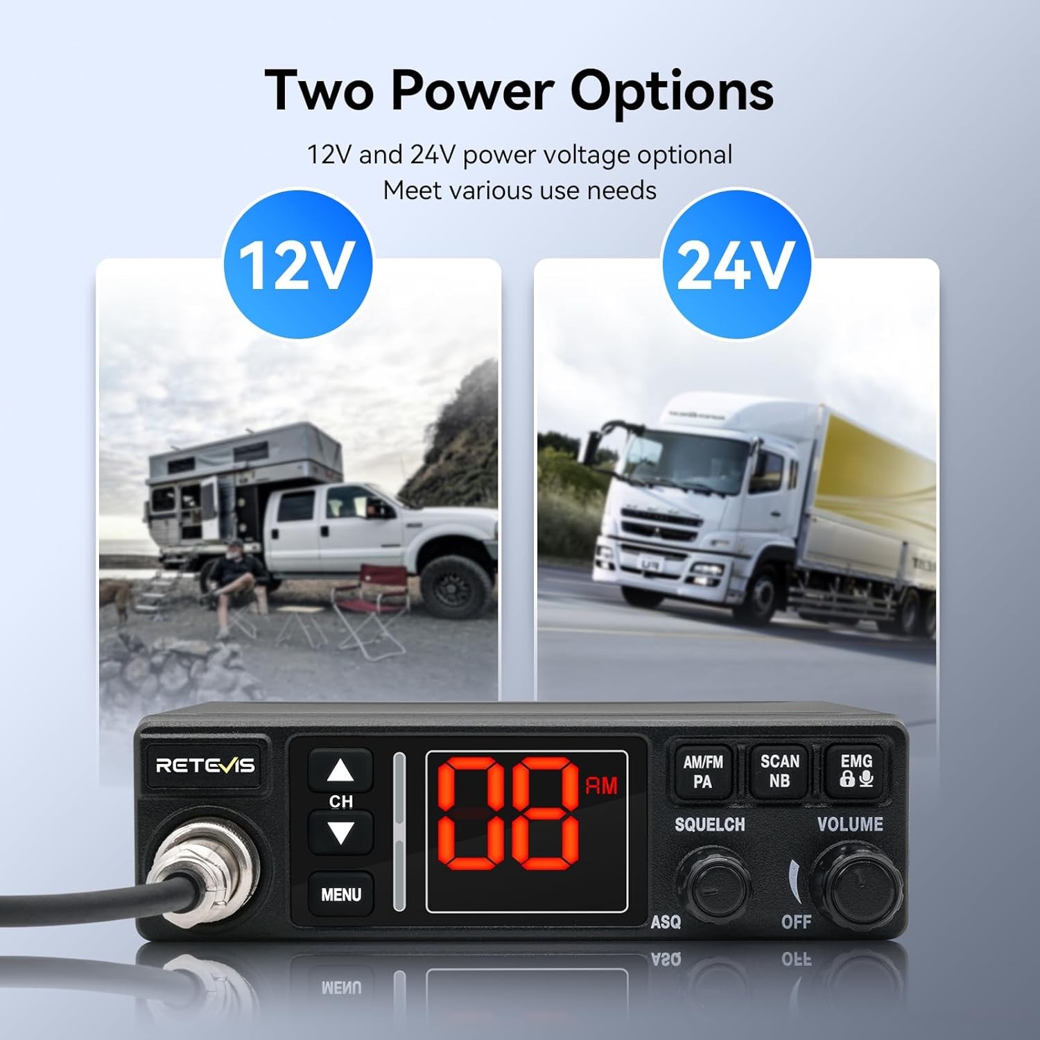 Retevis MB3A 40-Channel AM/FM CB Radio Kit Mobile Radio For Trucker With Antenna