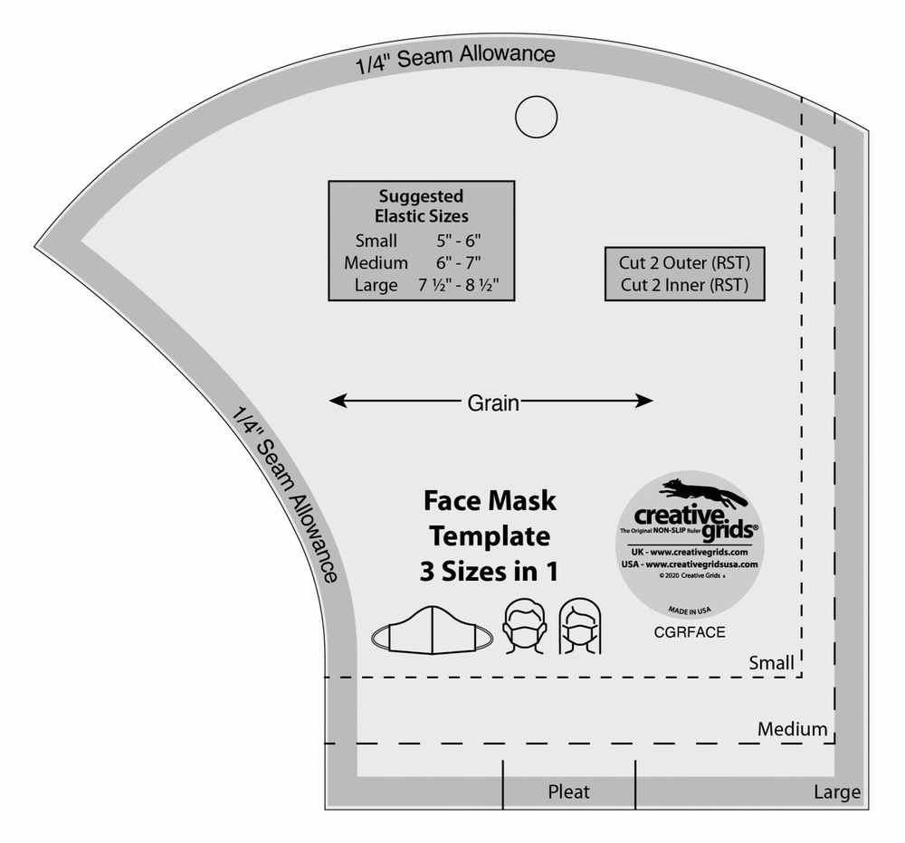 Genuine Creative Grids Face Mask Template 3 Sizes in 1 CGRFACE