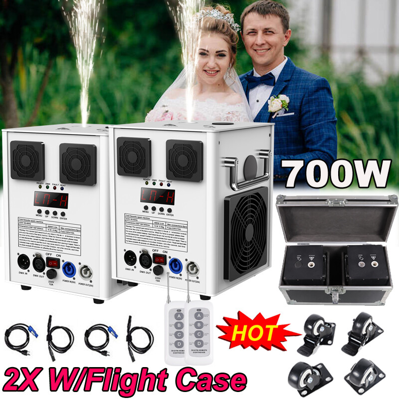 2X 700W Cold Spark Machine Firework Wedding DJ Stage Effect Machine DMX+Case New