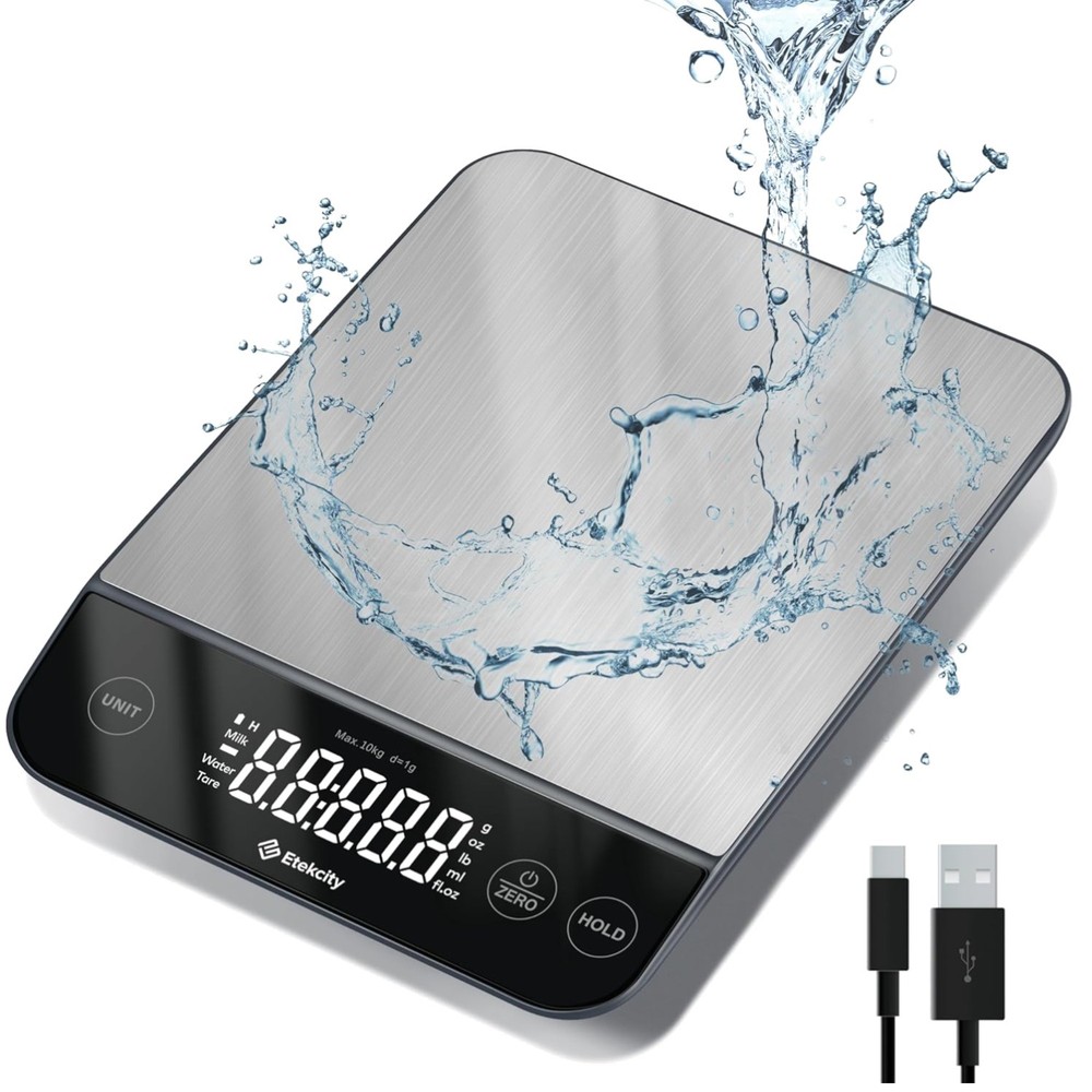 22lb Digital Kitchen Scale, Waterproof, Rechargeable