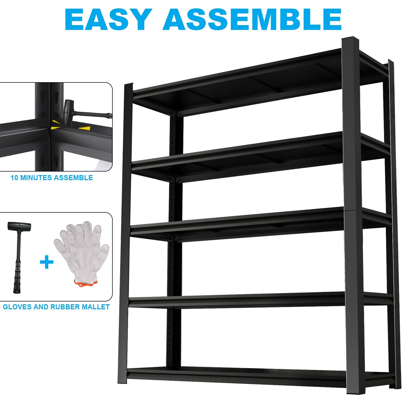 5-Tier Heavy Duty Garage Storage Shelf with Adjustable Shelves for Workshop
