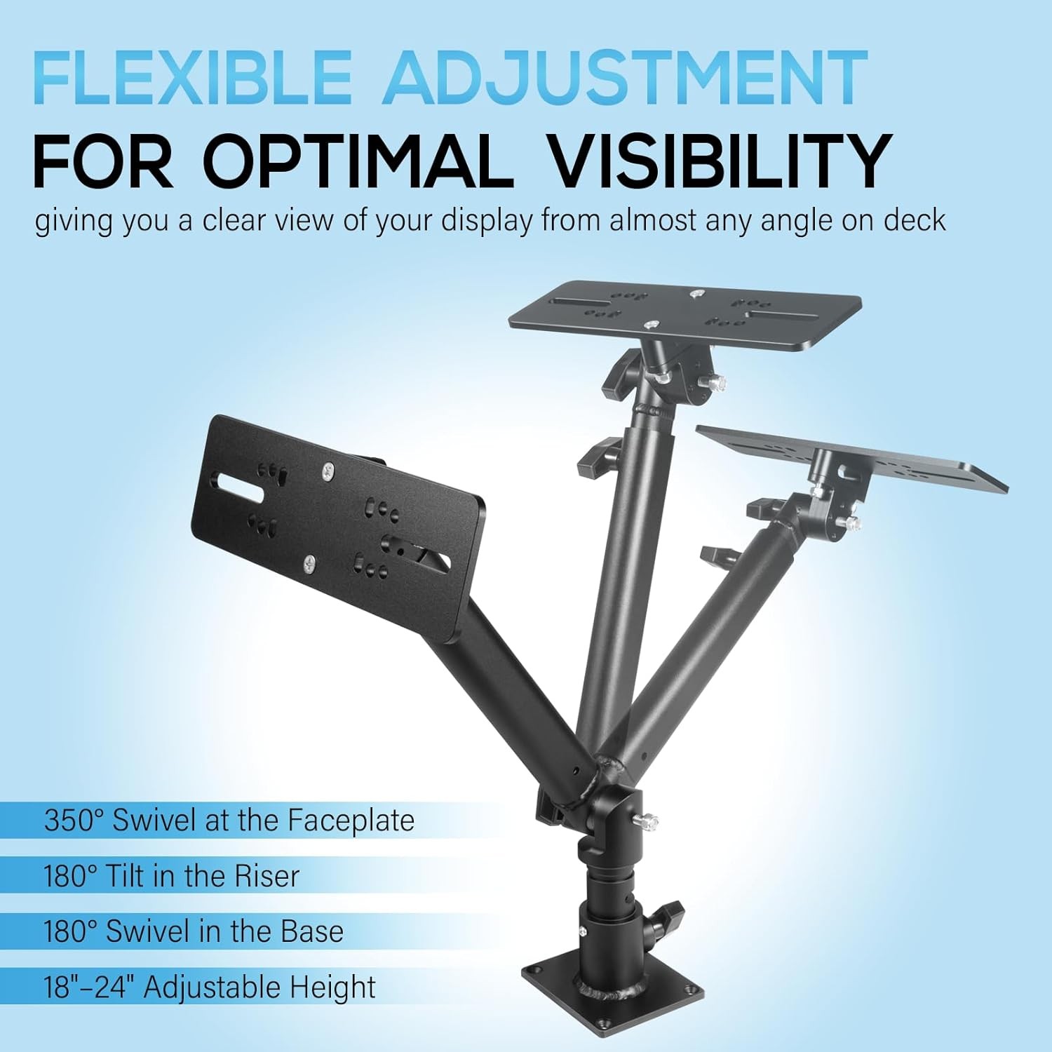 Marine Electronic Monitor Mount 350° 18–24 In for Garmin, Lowrance, Humminbird