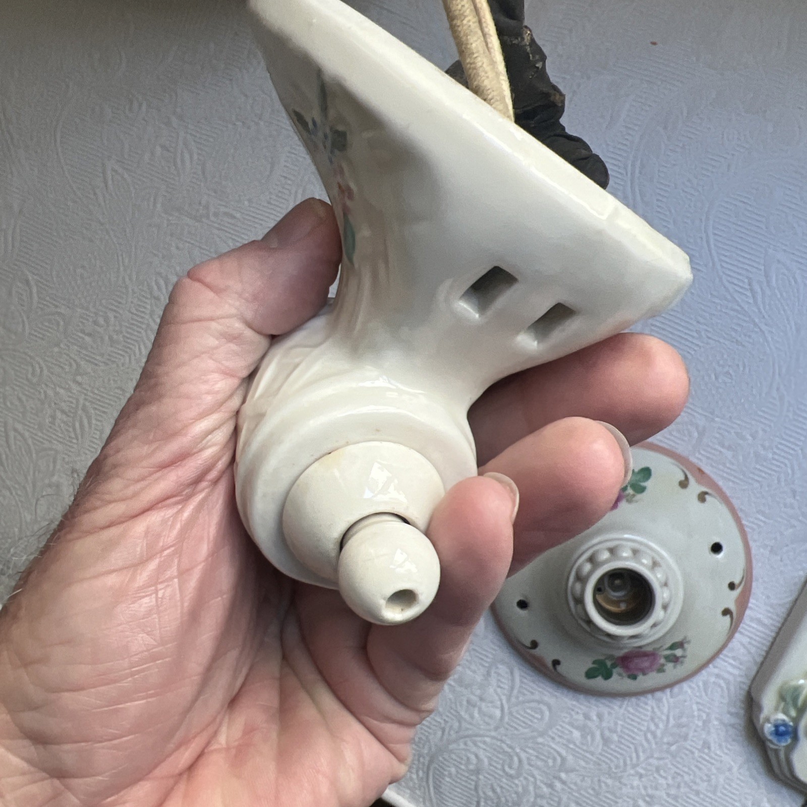 4 Antique Wall Light Sconce & Fixtures - 1 Porcelier #7H