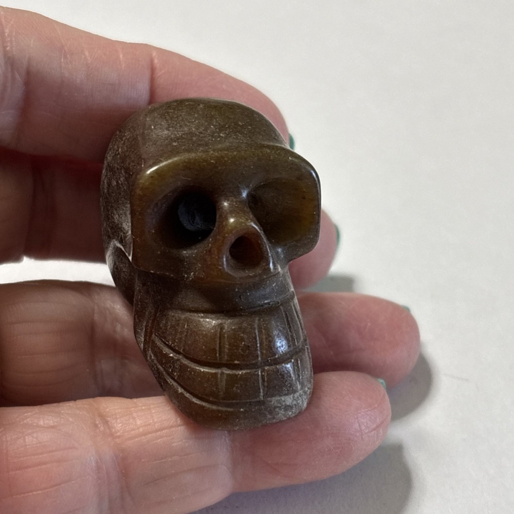 Old China Stone Skull Statue