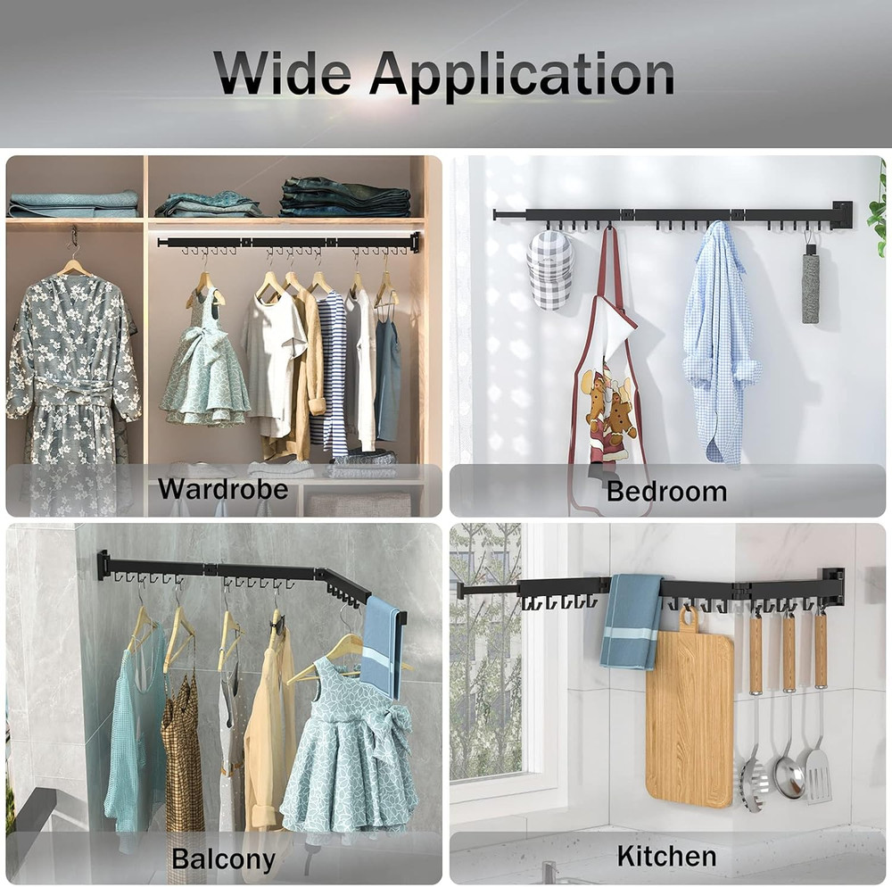 Clothes Drying Rack Wall Mounted,Extending Laundry Rack Wall Mount,Collapsible D