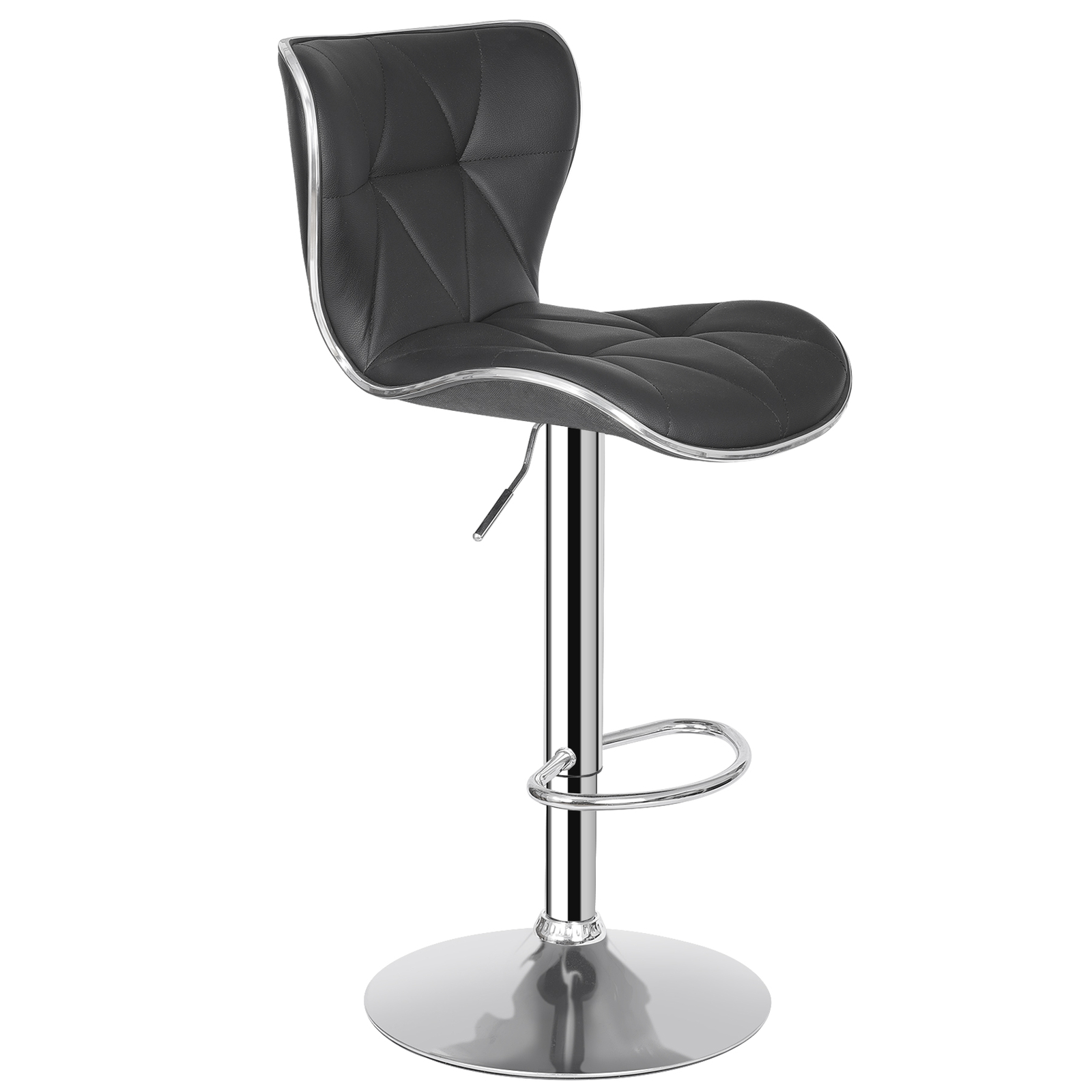 Set of 4 Shell Back Bar Stools Adjustable Swivel PU Leather Stool with Back