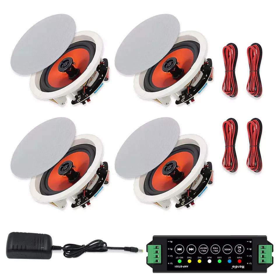 Herdio 6.5" Bluetooth Ceiling Wall Speakers 2-Way Flush Mount Home Speaker 4Pack
