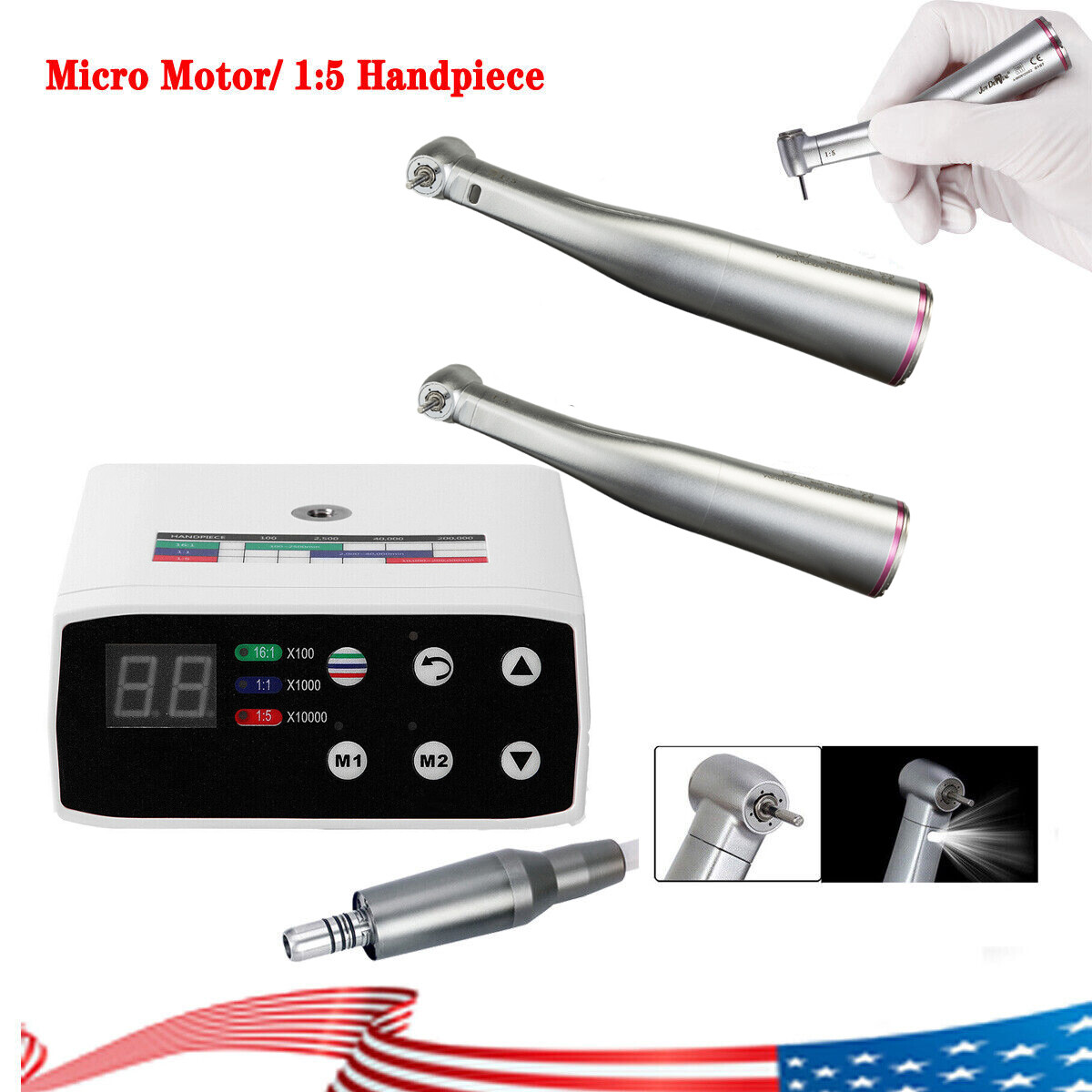 Dental LED Brushless Electric Micro Motor / 1:5 Increasing Handpiece Fit NSK st