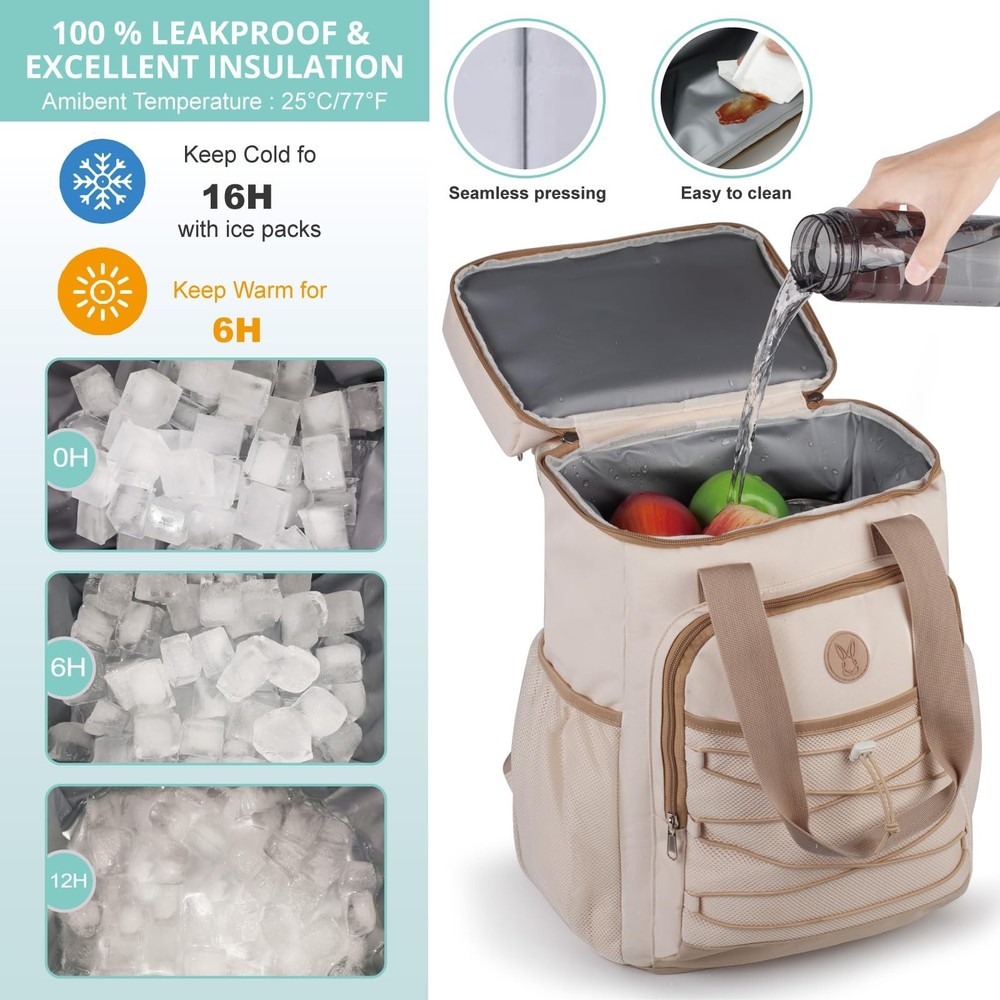 Cooler Backpack with Padded Top Handle, Lightweight Back Pack Coolers Insulat...