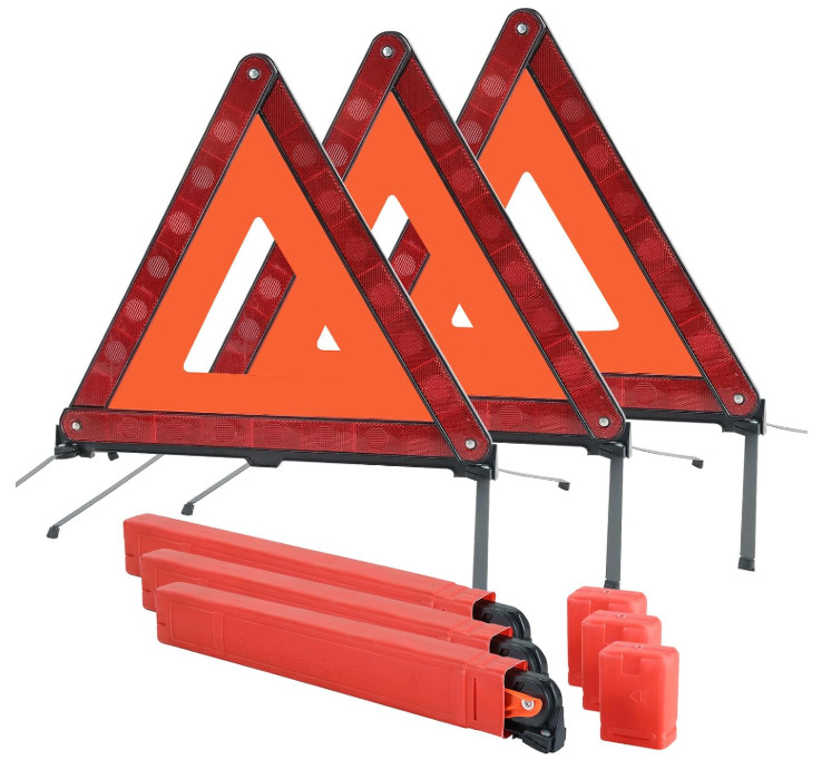 3 Pack Reflective Warning Triangles, Foldable Roadside Emergency Safety Kit